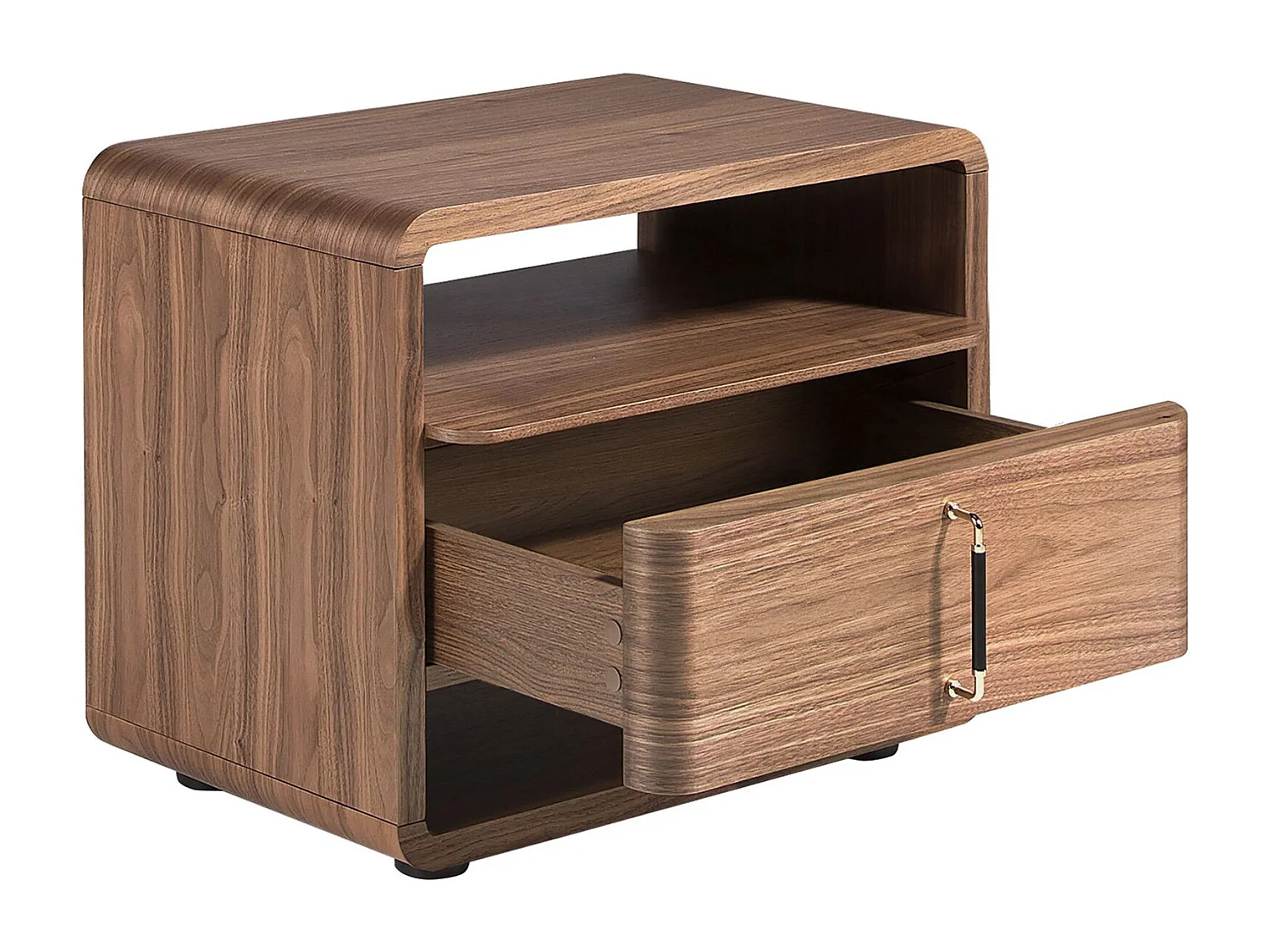 Nachttisch aus Nussbaum und schwarzem PVC 7225 ANGEL CERDA