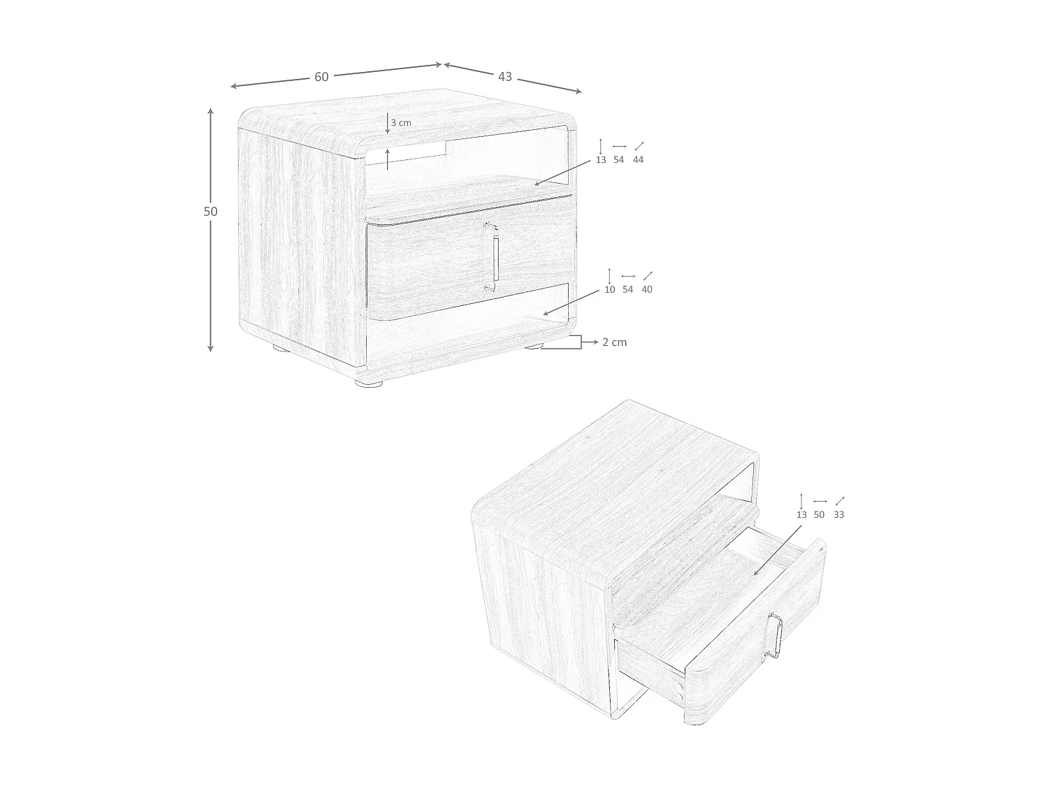 Nachttisch aus Nussbaum und schwarzem PVC 7225 ANGEL CERDA