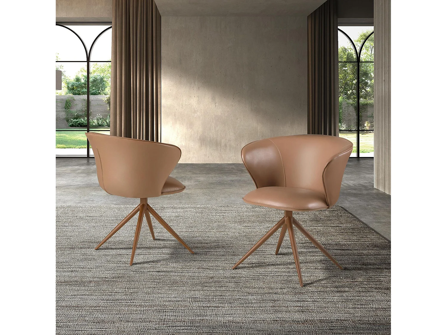 Sedia girevole in similpelle color camel 4201 ANGEL CERDA