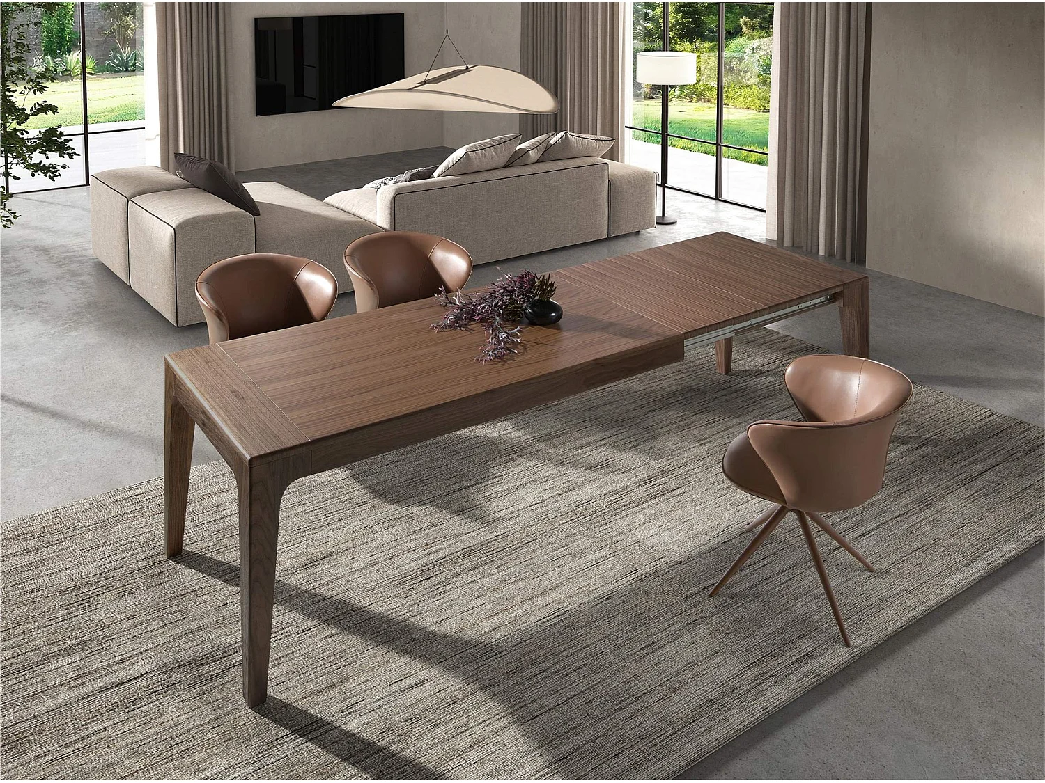 Table de salle à manger rectangulaire extensible en noyer 1190 ANGEL CERDA