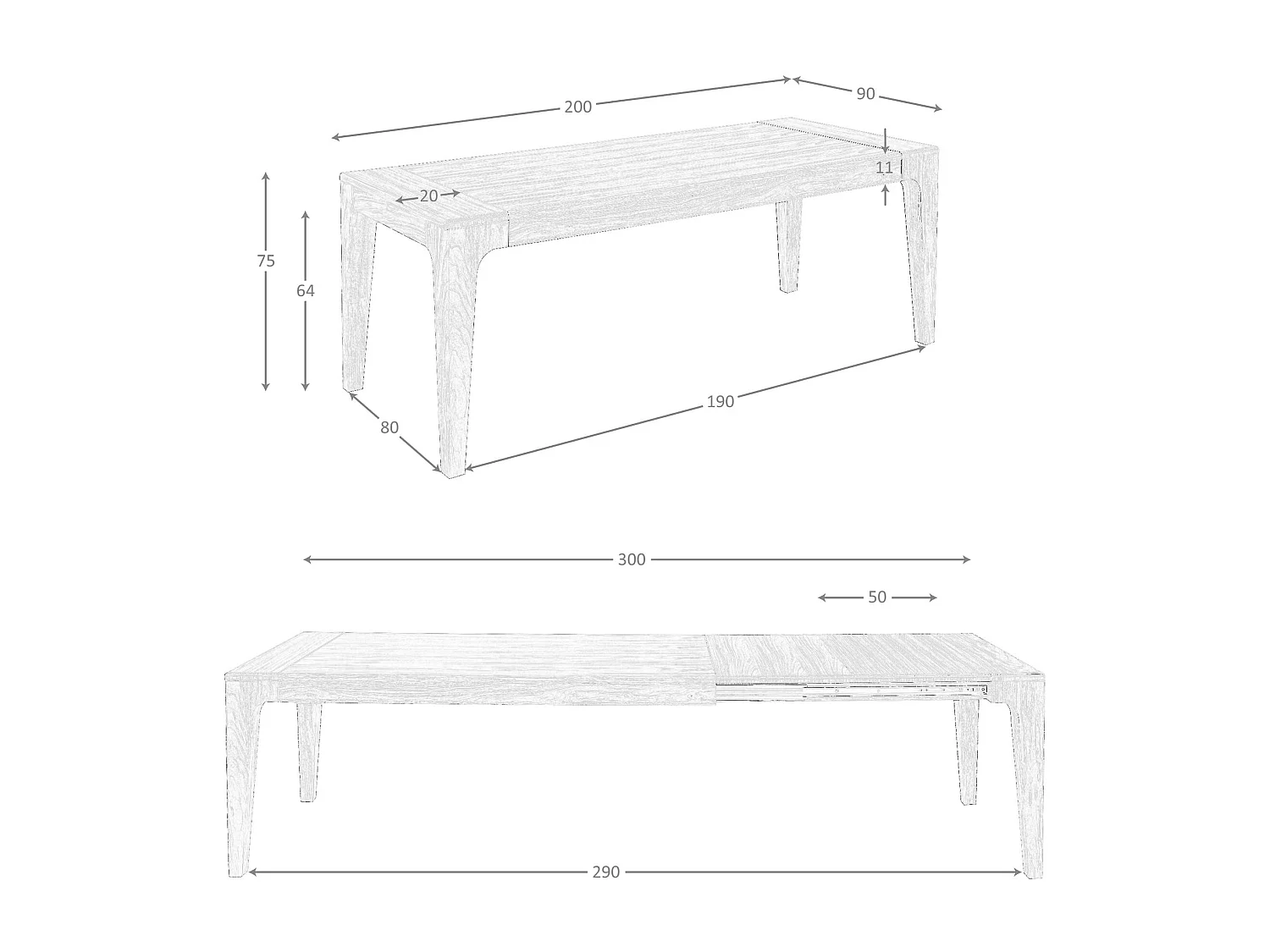 Table de salle à manger rectangulaire extensible en noyer 1190 ANGEL CERDA
