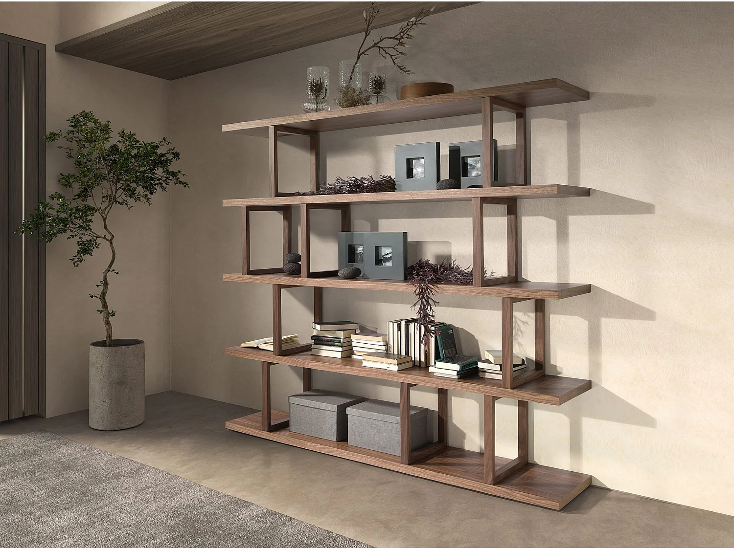 Rechteckiges Regal aus Nussbaumholz 3294 ANGEL CERDA