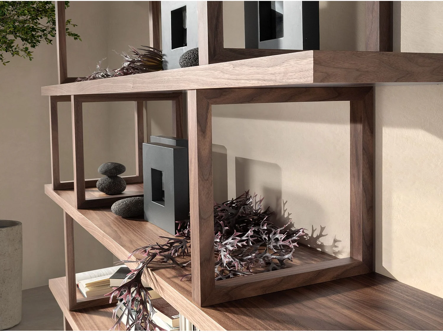 Rechteckiges Regal aus Nussbaumholz 3294 ANGEL CERDA