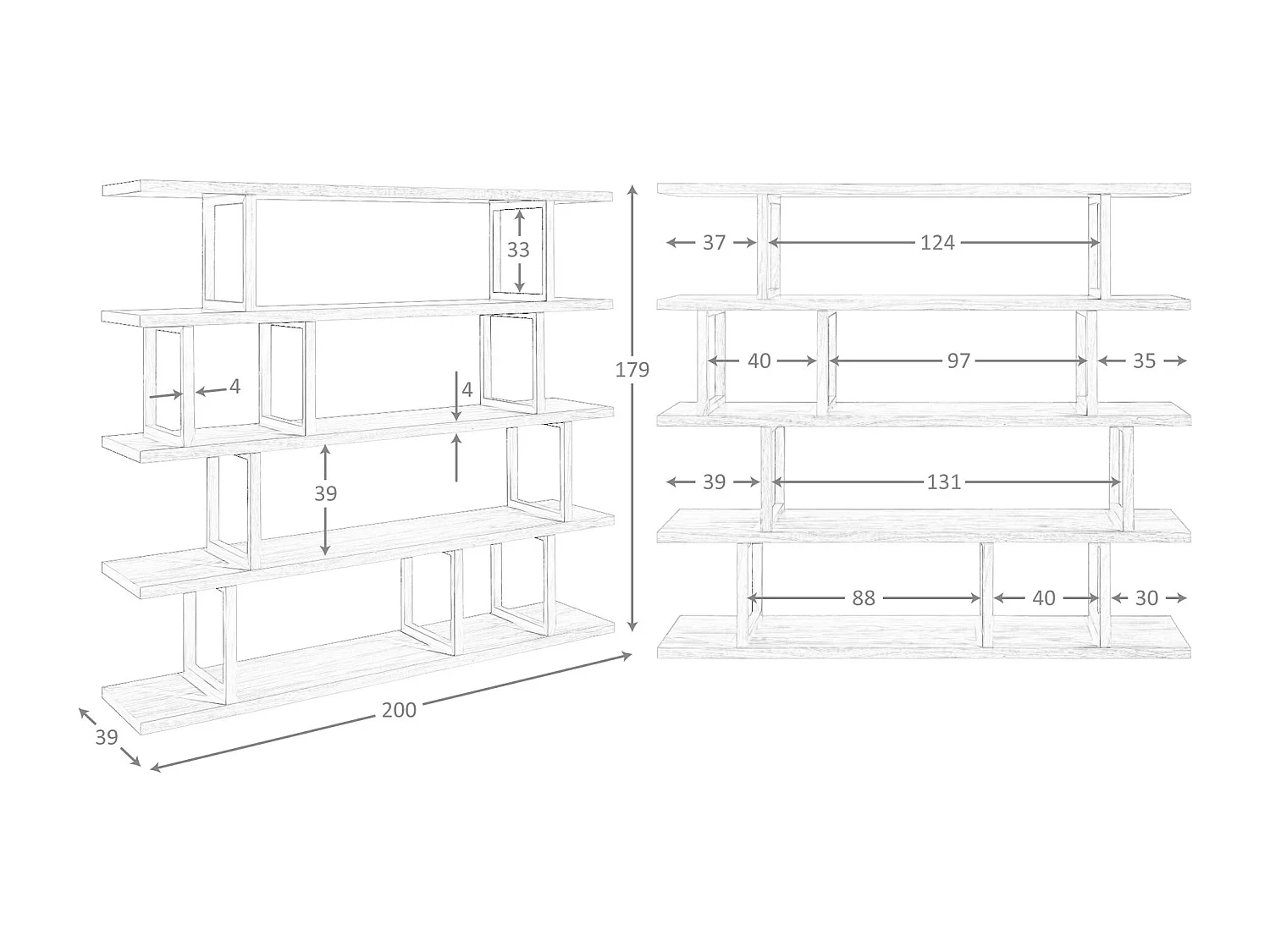 Rechteckiges Regal aus Nussbaumholz 3294 ANGEL CERDA