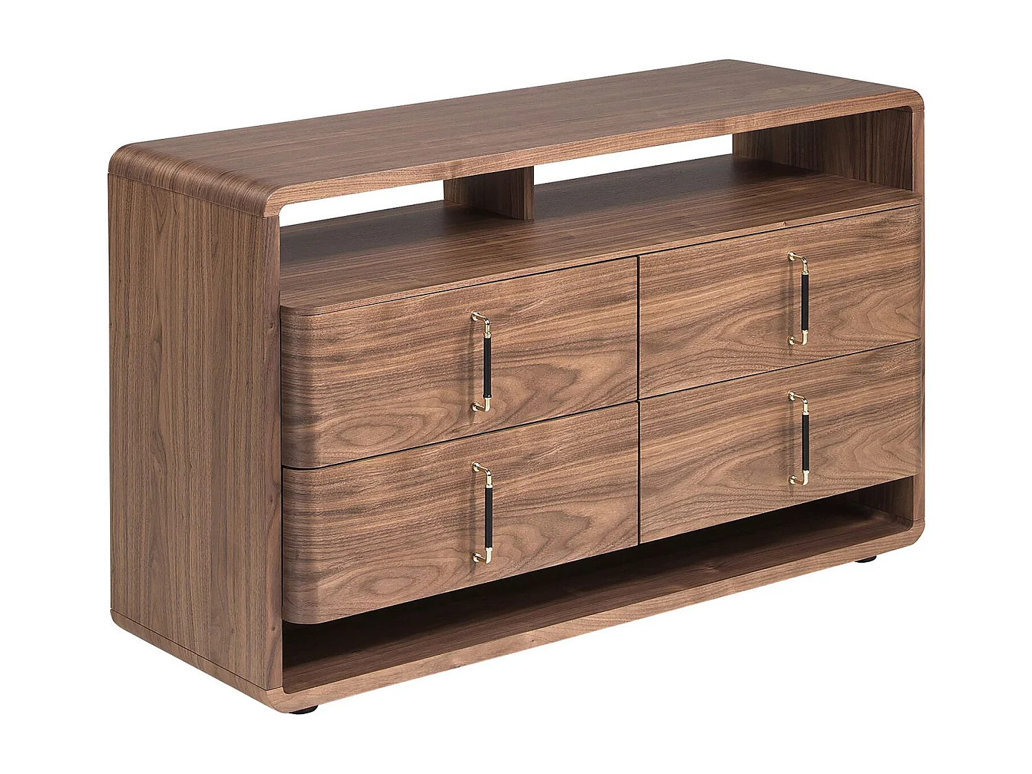 Kommode aus Nussbaum und schwarzem PVC 7226 ANGEL CERDA