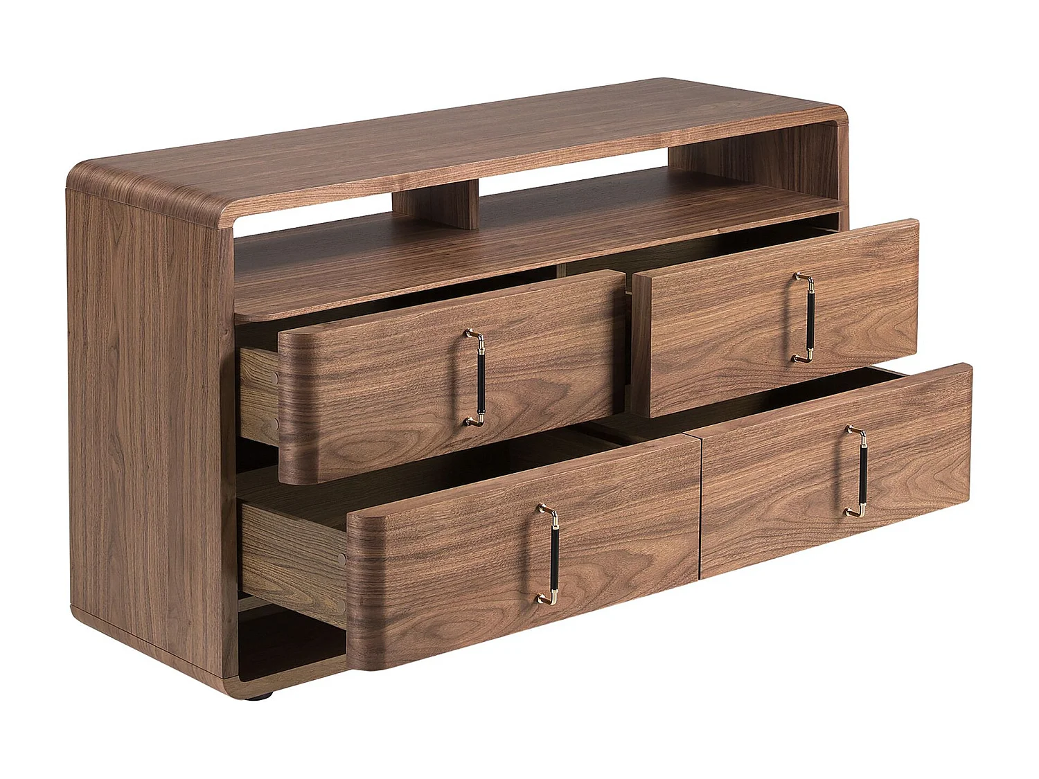 Kommode aus Nussbaum und schwarzem PVC 7226 ANGEL CERDA