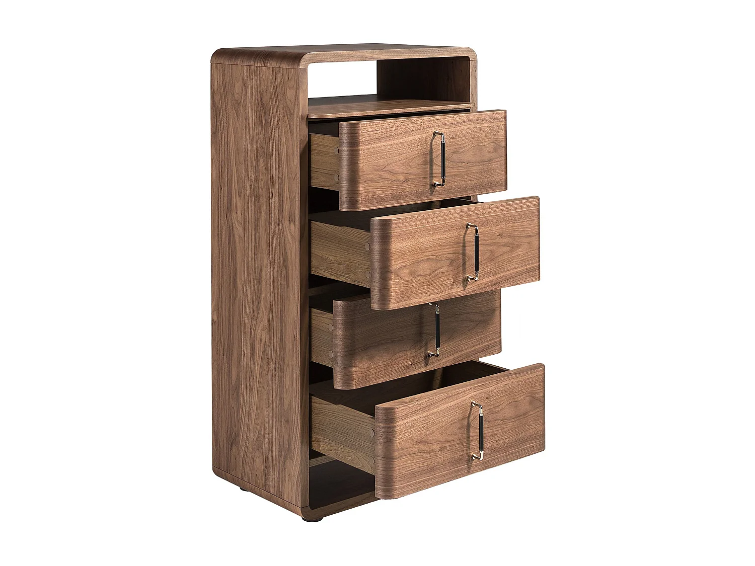 Kommode aus Nussbaum und schwarzem PVC 7227 ANGEL CERDA