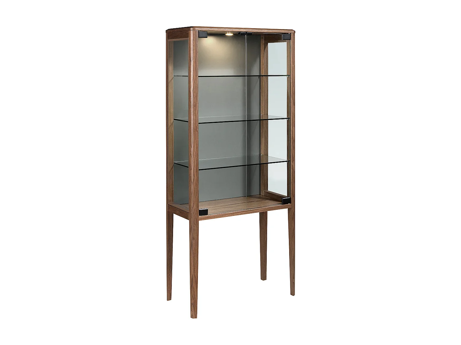 Hohes Sideboard aus gehärtetem Glas und Nussbaum mit Innenbeleuchtung 3292 ANGEL CERDA