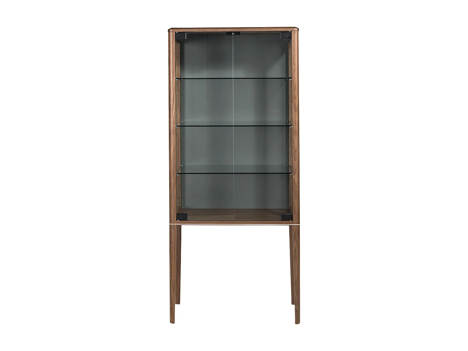 Hohes Sideboard aus gehärtetem Glas und Nussbaum mit Innenbeleuchtung 3292 ANGEL CERDA