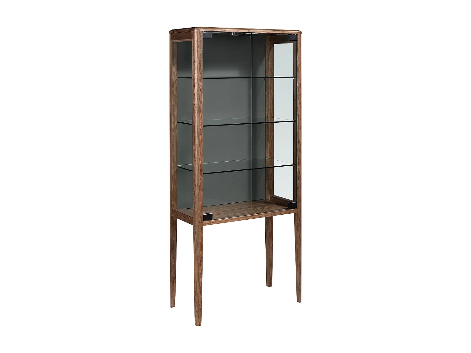 Hohes Sideboard aus gehärtetem Glas und Nussbaum mit Innenbeleuchtung 3292 ANGEL CERDA