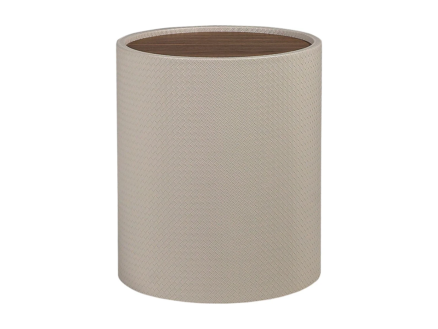 Runder Beistelltisch aus Nussbaum, Nussbaum und Holz mit Kunstlederbezug in Sandfarbe 2165 ANGEL CERDA