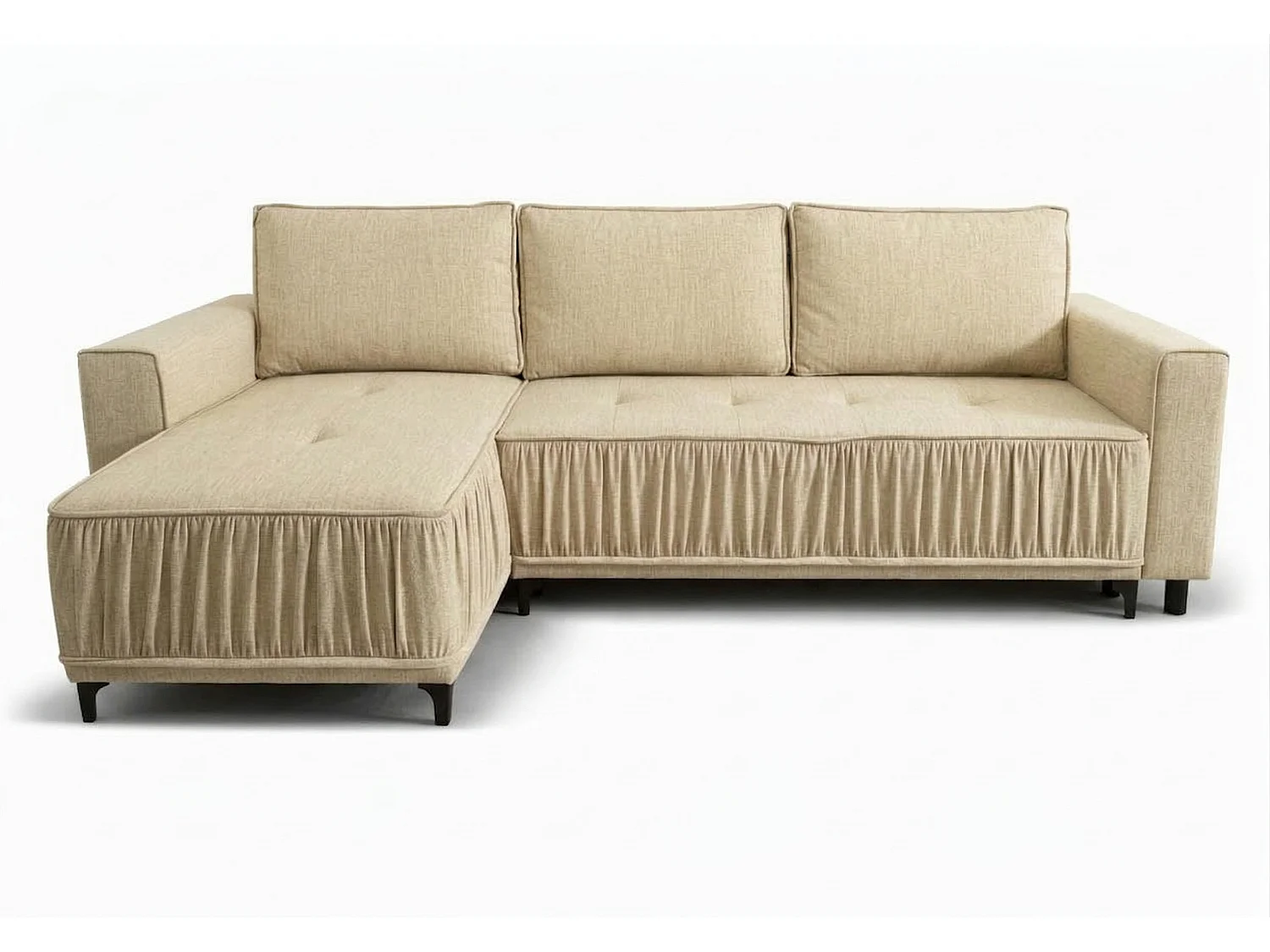 Élégant canapé d'angle convertible gauche VIKI 238x143cm, en tissu MONOLITH 4 crème