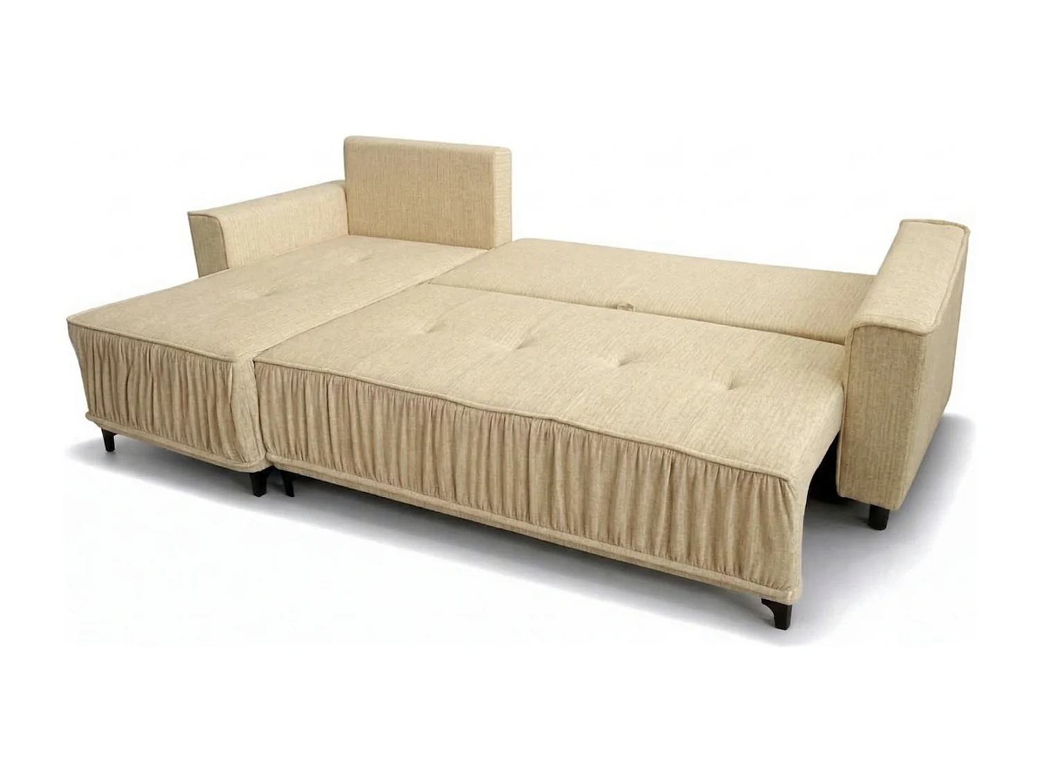 Élégant canapé d'angle convertible gauche VIKI 238x143cm, en tissu MONOLITH 4 crème