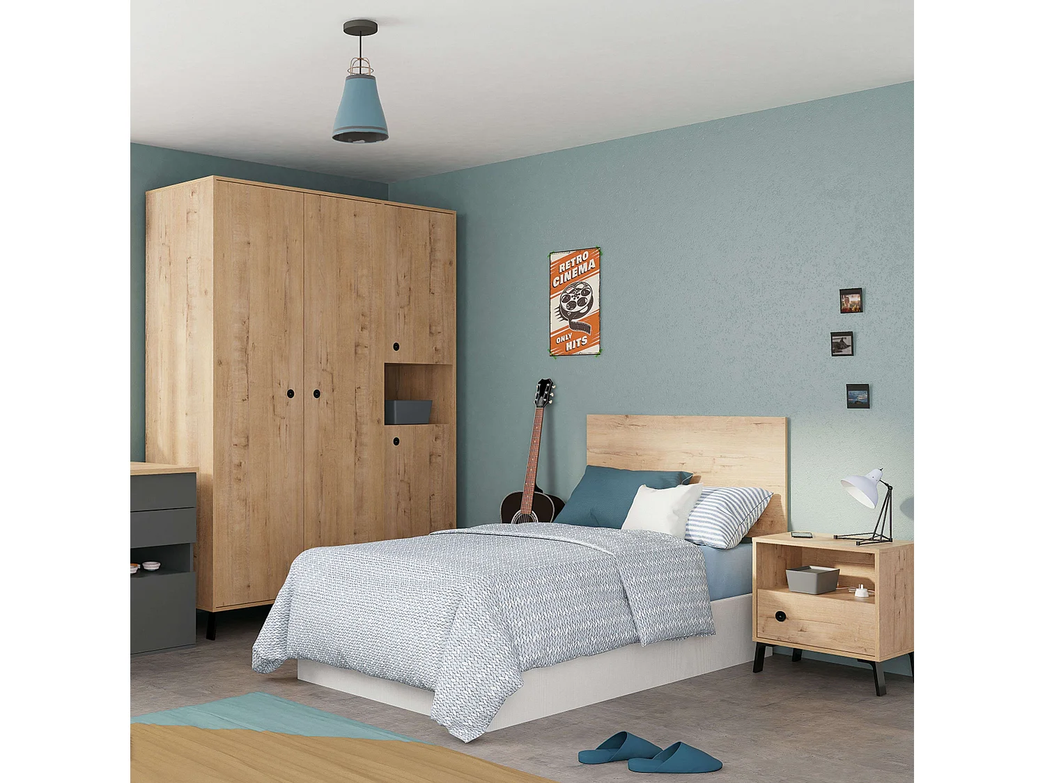 Cabeceira de quarto Camila 100, em melamina, cor carvalho dourado, 50x100x1,6 cm