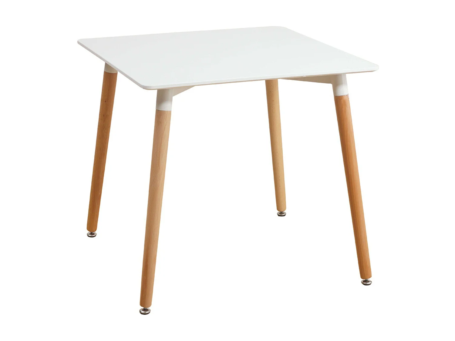 Mesa de cozinha quadrada fixa Copi, branca e madeira clara, 75x80x80 cm