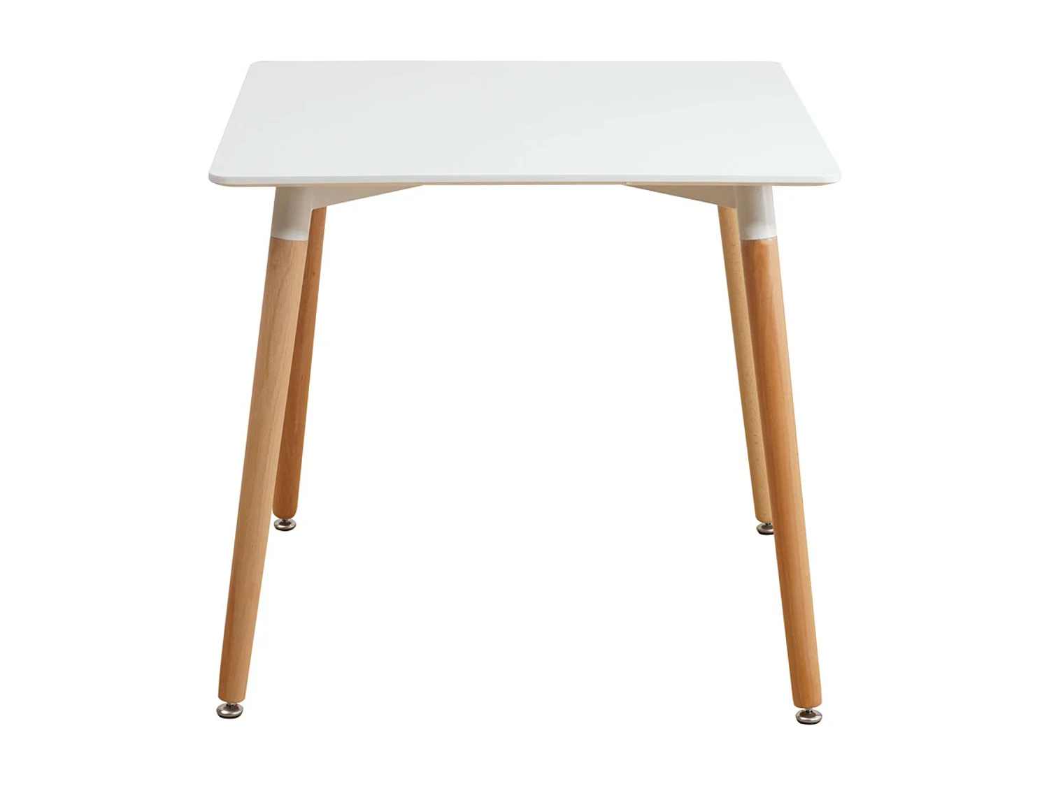 Mesa de cozinha quadrada fixa Copi, branca e madeira clara, 75x80x80 cm