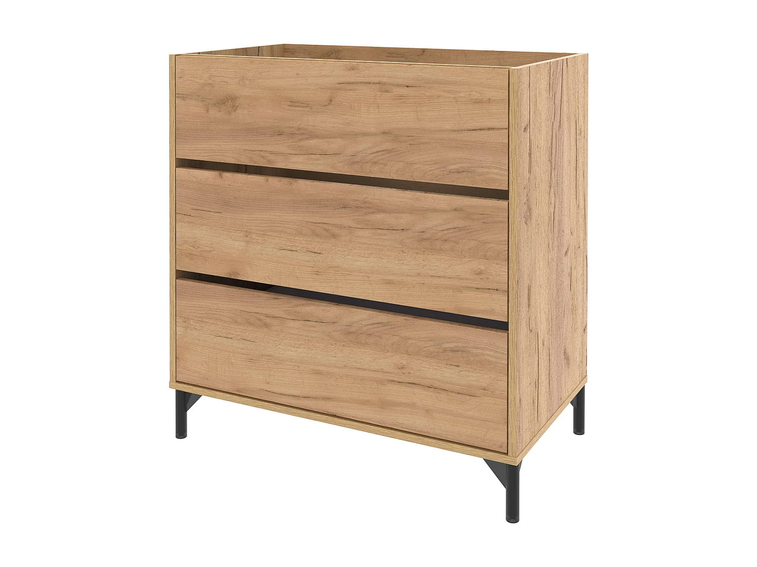 Mueble lavabo Elba baño 3 cajones roble kraft 91x80,5x45,5 cm salva sifón