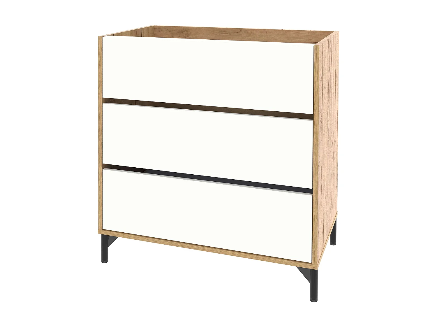 Mueble lavabo Elba baño 3 cajones roble kraft y blanco mate 91x80,5x45,5cm