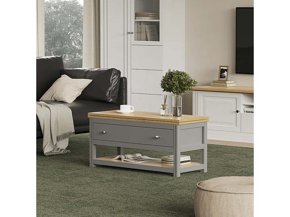 Tavolino salotto antracite/quercia 100x40x44.5 vikla