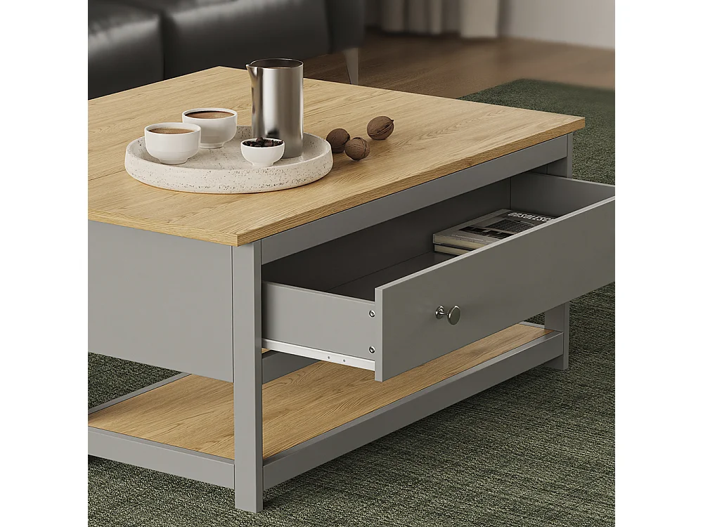 Tavolino salotto antracite/quercia 100x40x44.5 vikla