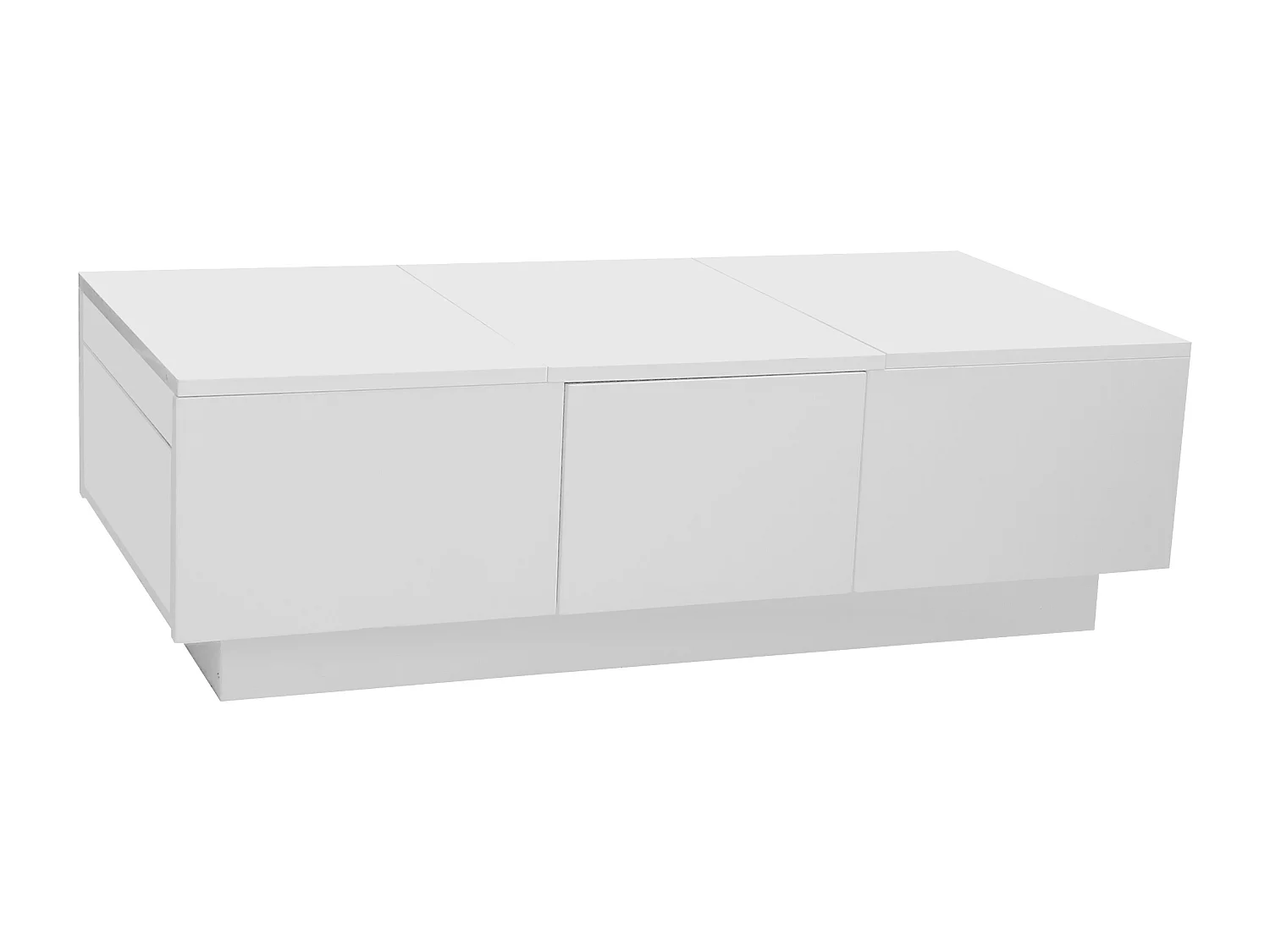 Table basse extensible blanche brillante avec 2 tiroirs - Bois PB