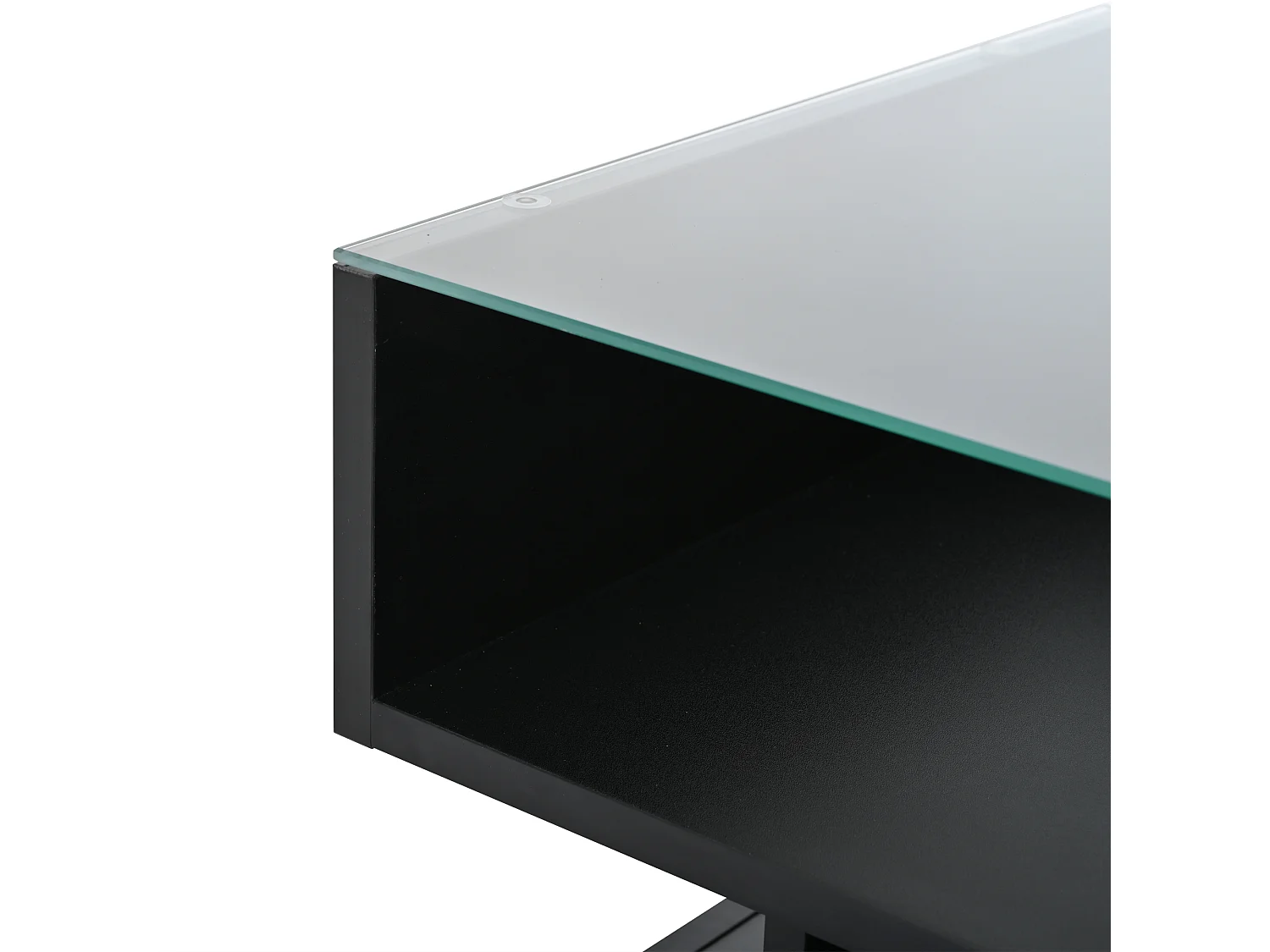 LED-Couchtisch mit anhebbbarer Tischplatte und 2 Schubladen, Tischplatte aus gehärtetem Glas - schwarz