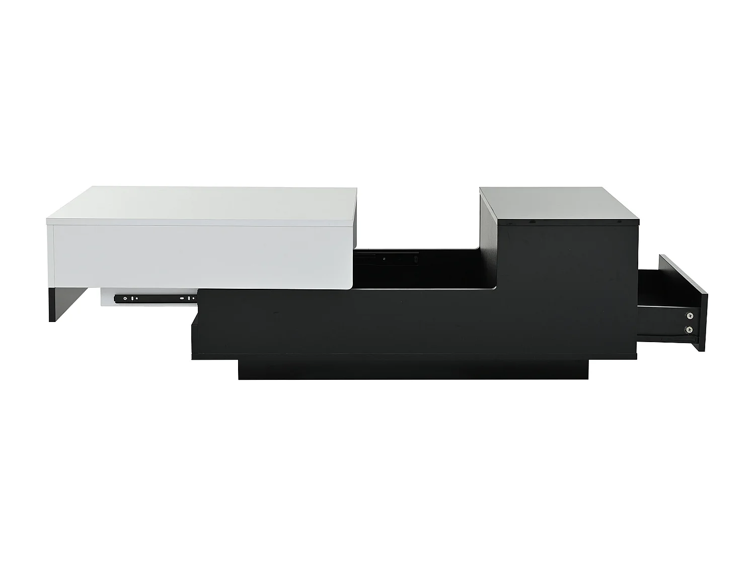Tavolino da caffè bianco e nero con cassetto, tavolino laterale scorrevole 100x50x38cm