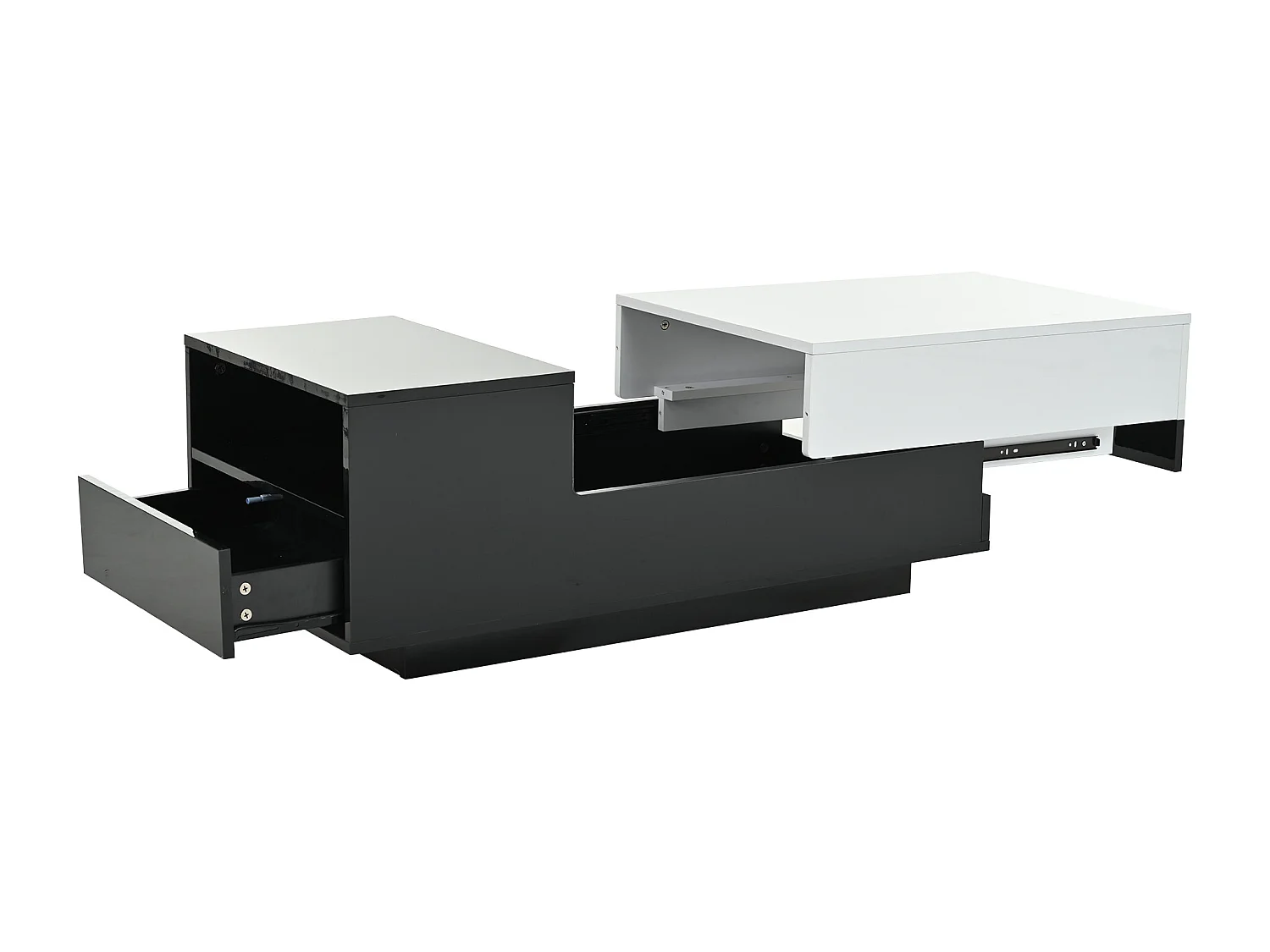 Tavolino da caffè bianco e nero con cassetto, tavolino laterale scorrevole 100x50x38cm