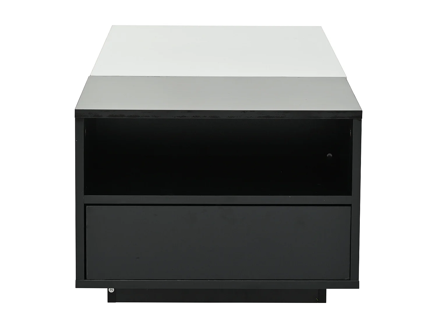 Tavolino da caffè bianco e nero con cassetto, tavolino laterale scorrevole 100x50x38cm