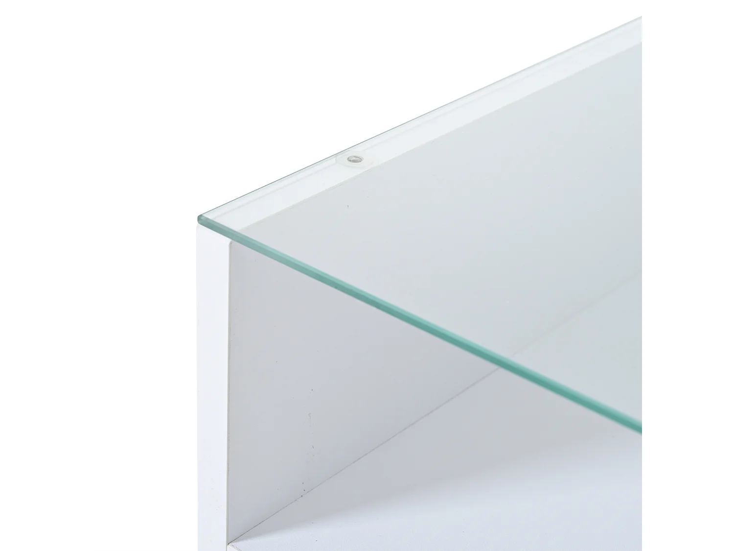 LED-Couchtisch mit anhebbbarer Tischplatte und 2 Schubladen, Tischplatte aus gehärtetem Glas - weiß