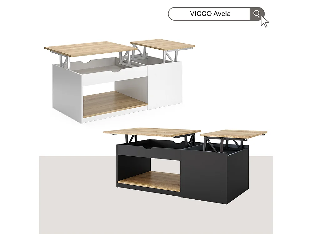 Couchtisch schwarz 55x110x54 avela