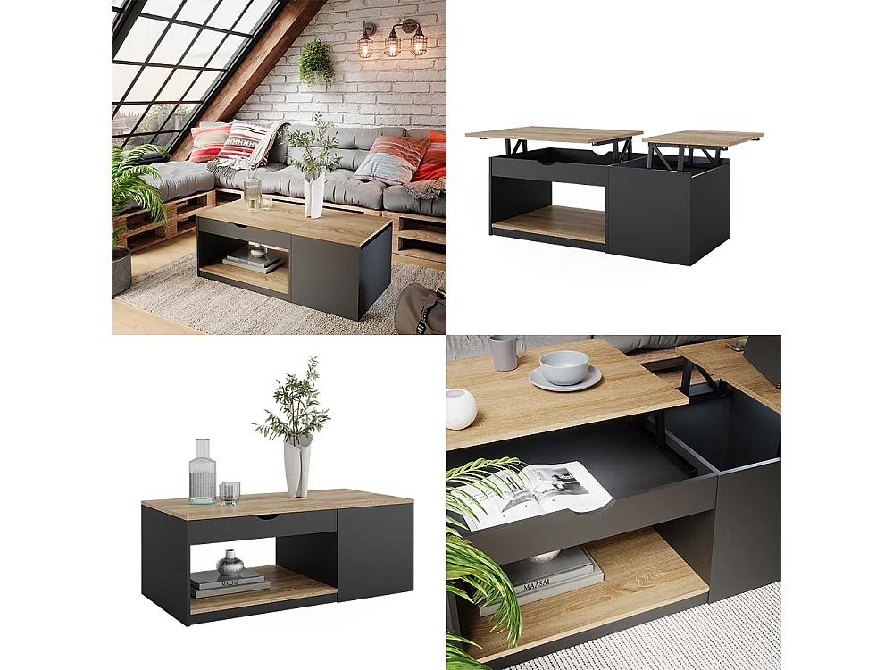 Couchtisch schwarz 55x110x54 avela