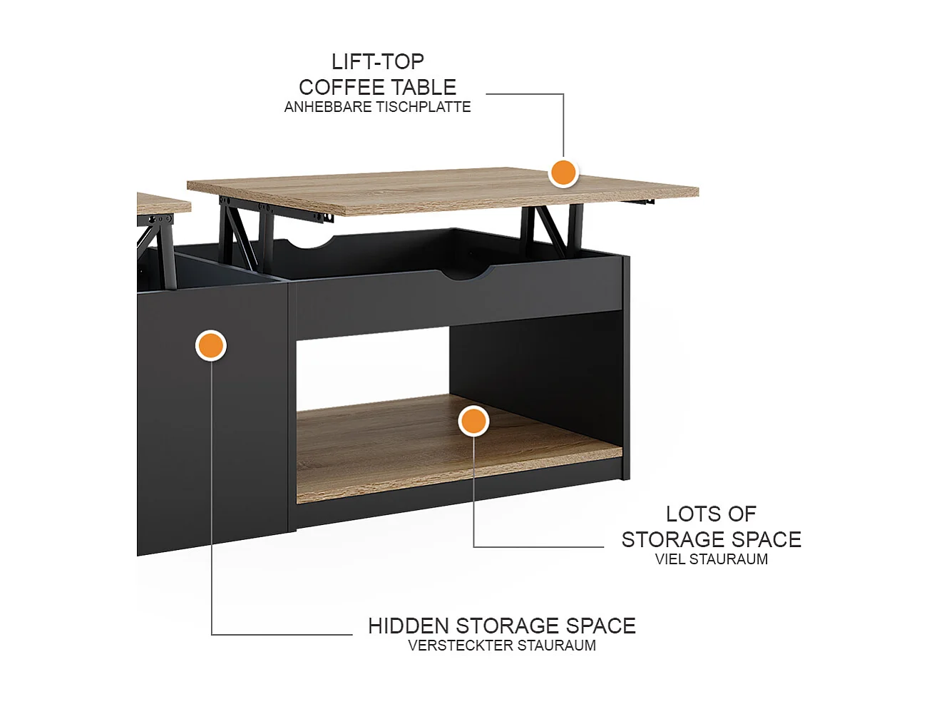 Couchtisch schwarz 55x110x54 avela