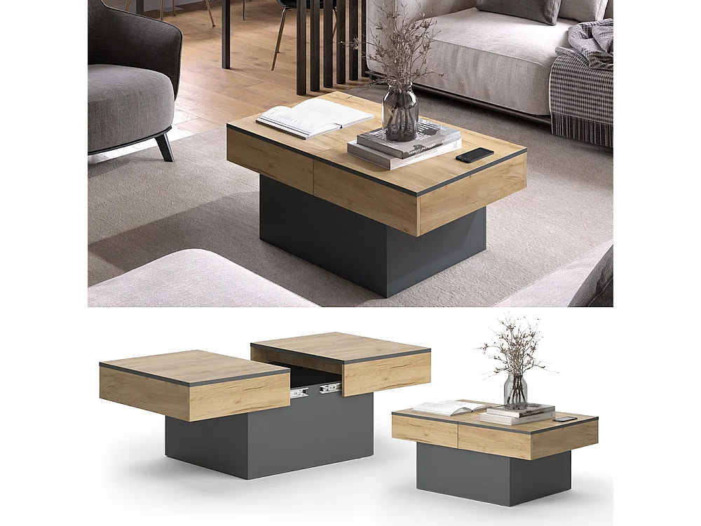 Couchtisch anthrazit/goldkraft eiche 95x58x40 boto