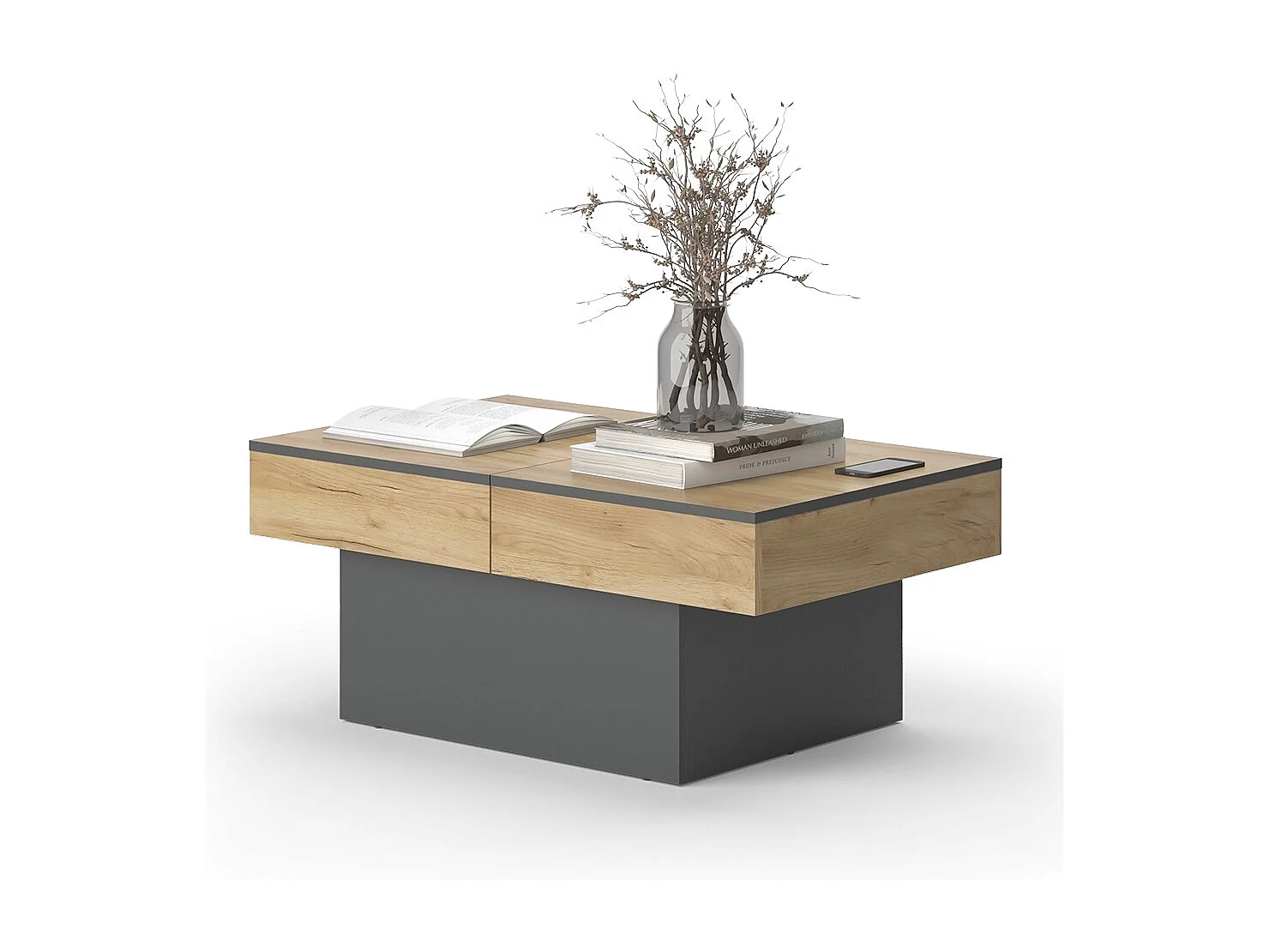 Couchtisch anthrazit/goldkraft eiche 95x58x40 boto