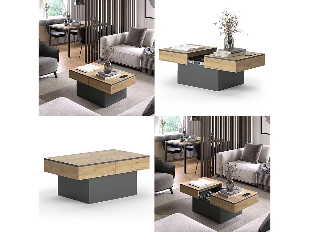 Couchtisch anthrazit/goldkraft eiche 95x58x40 boto