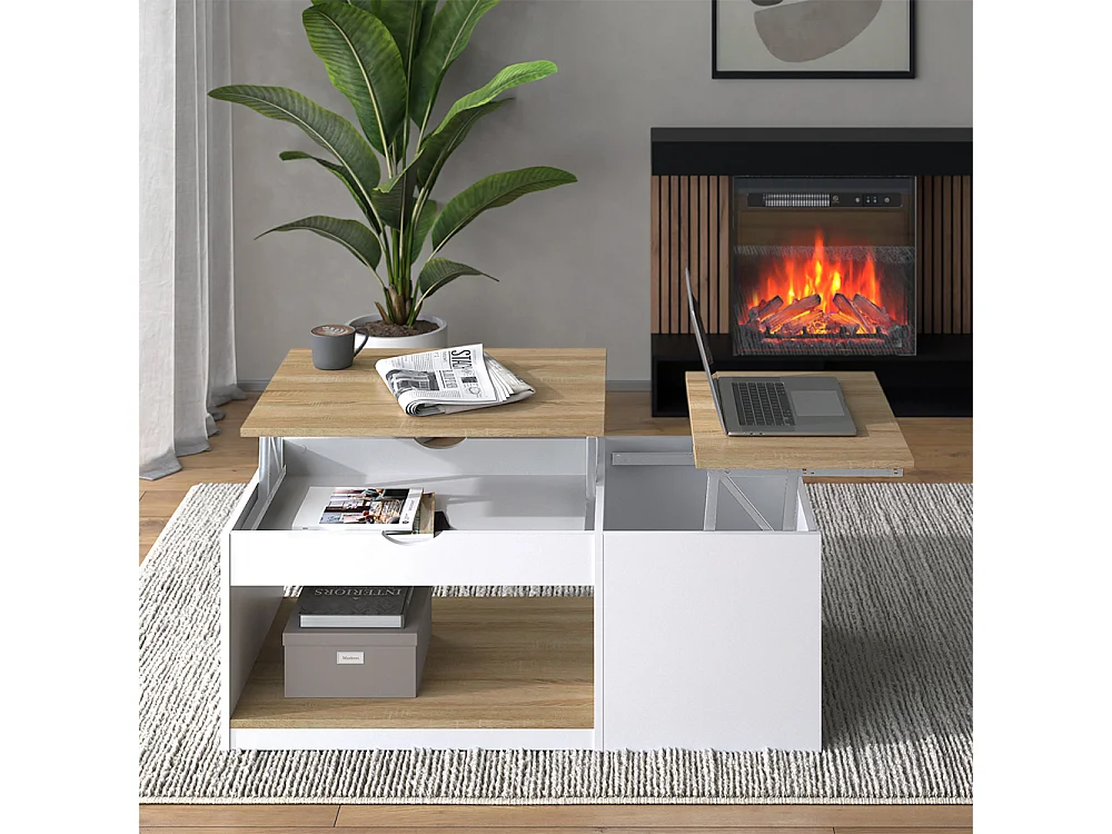 Couchtisch weiß/sonoma 55x110x54 avela