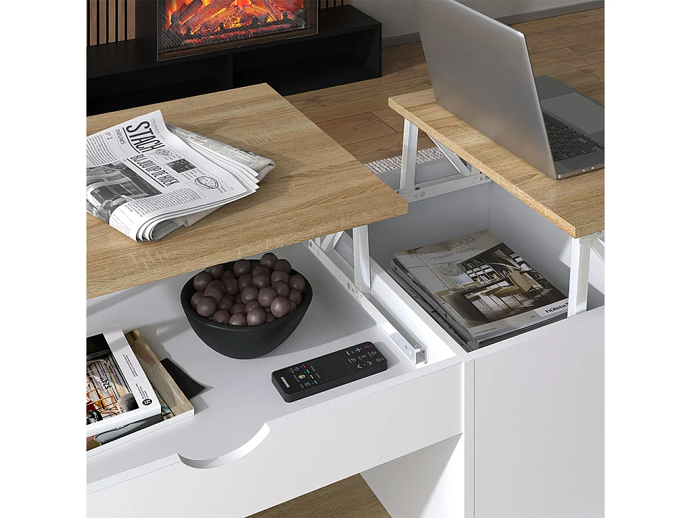 Couchtisch weiß/sonoma 55x110x54 avela