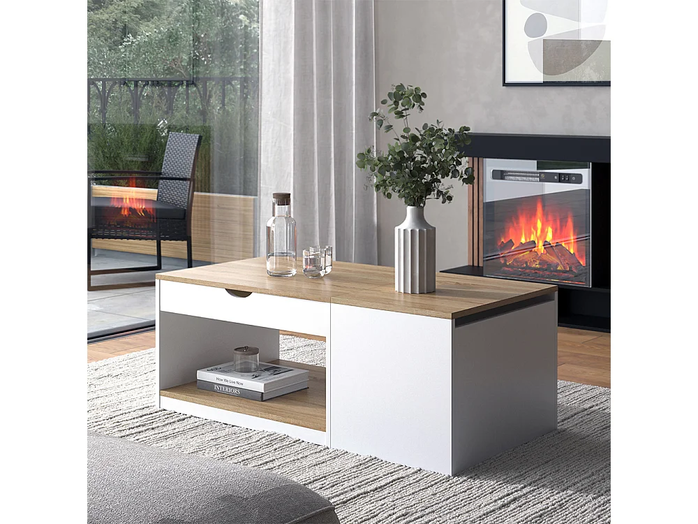 Couchtisch weiß/sonoma 55x110x54 avela