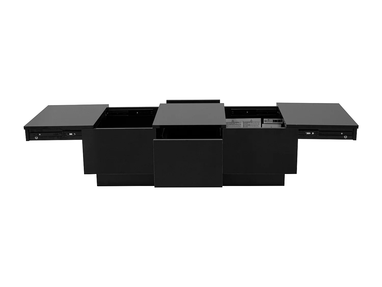 Table basse extensible noire brillante avec tiroir - Bois PB