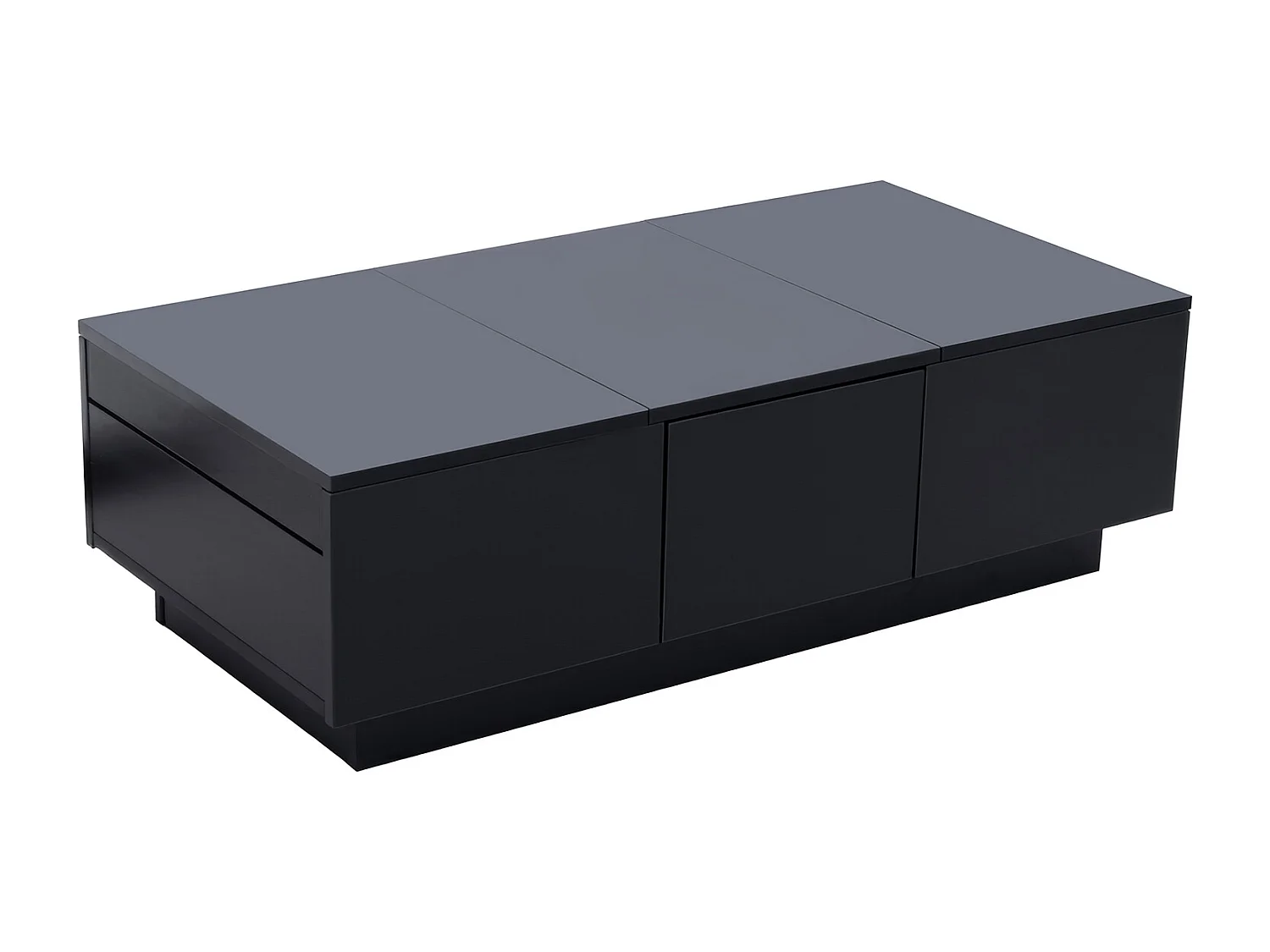 Table basse extensible noire brillante avec tiroir - Bois PB