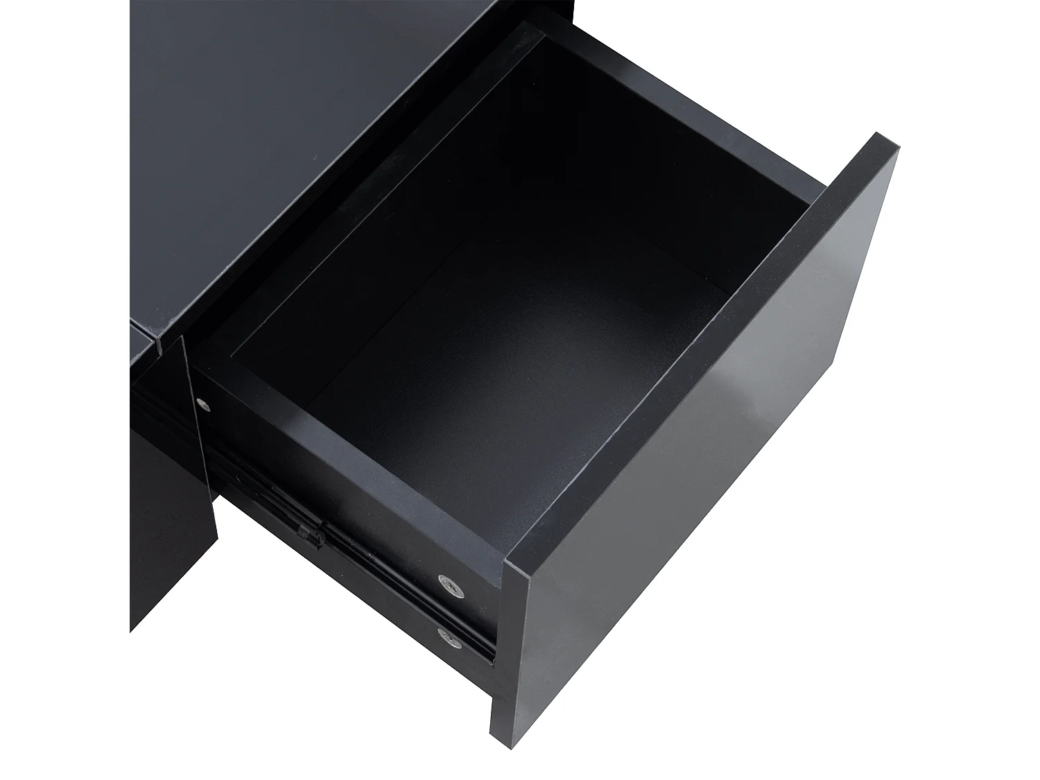 Table basse extensible noire brillante avec tiroir - Bois PB