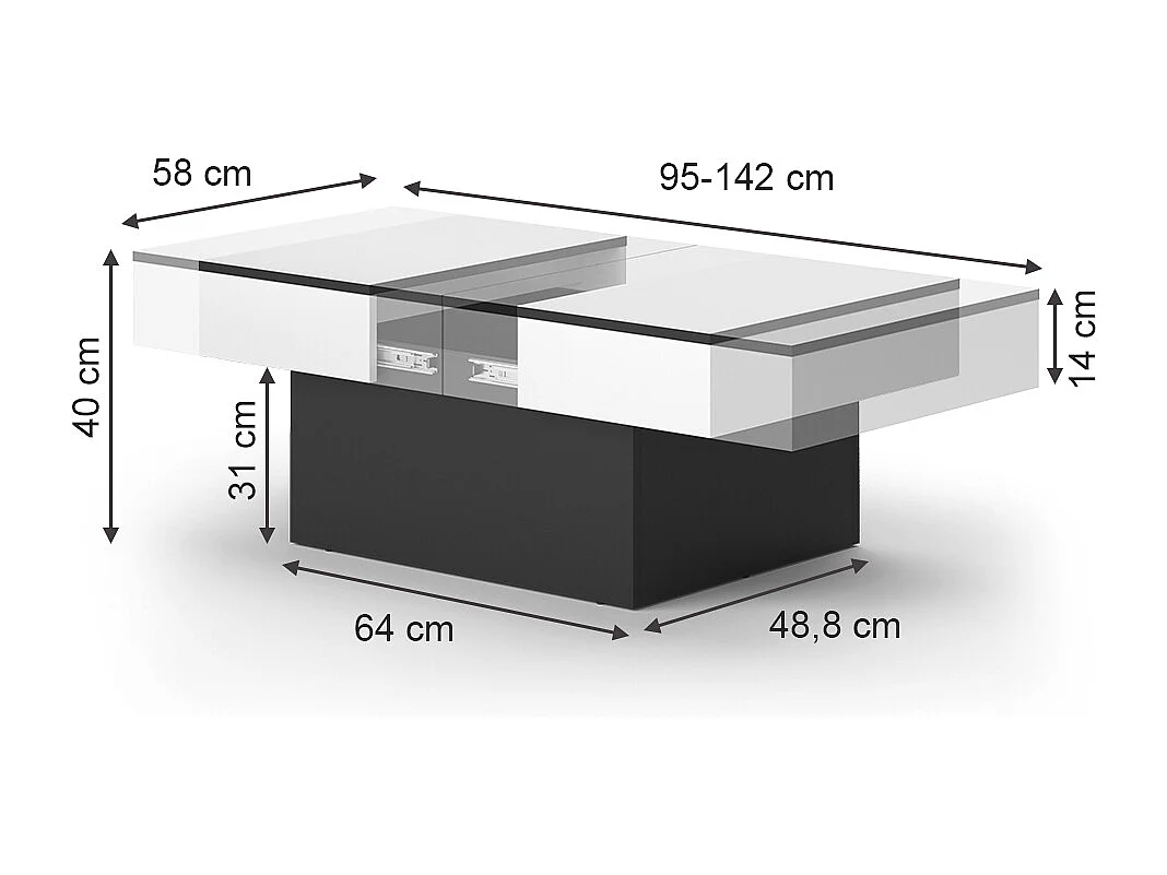 Couchtisch schwarz 95x58x40 boto
