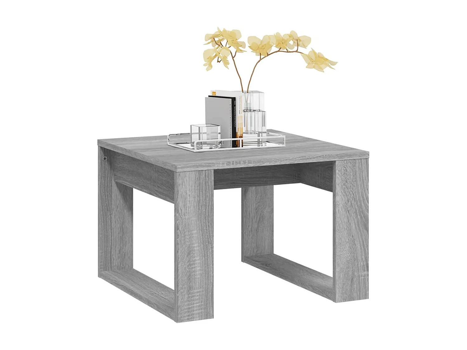 Bijzettafel 50x50x35 cm bewerkt hout grijs sonoma eikenkleurig BE653811