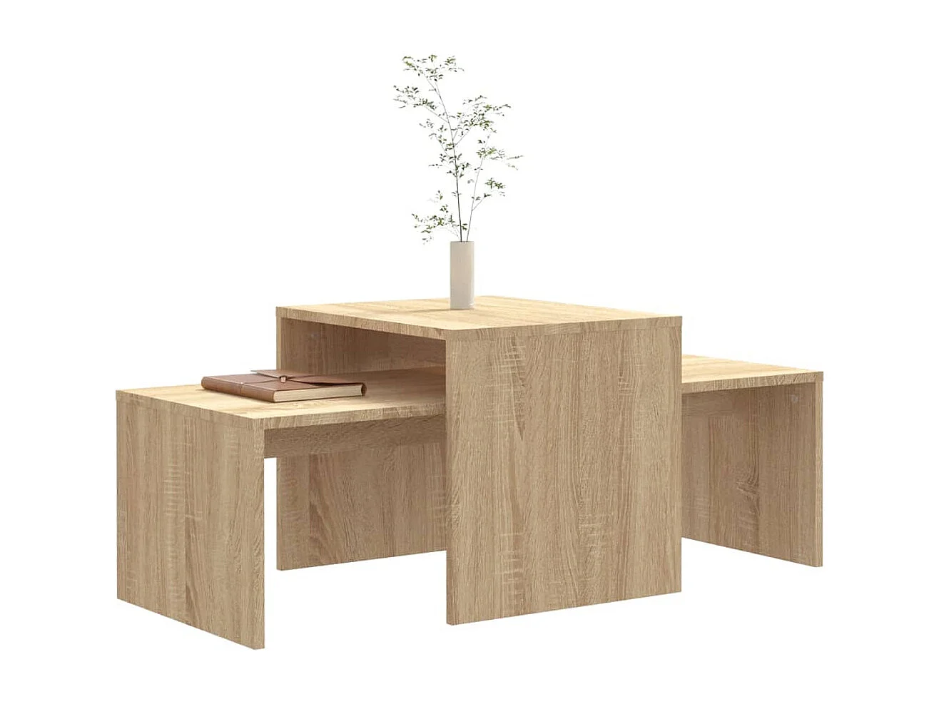 Salontafelset 100x48x40 cm bewerkt hout sonoma eikenkleurig BE398249