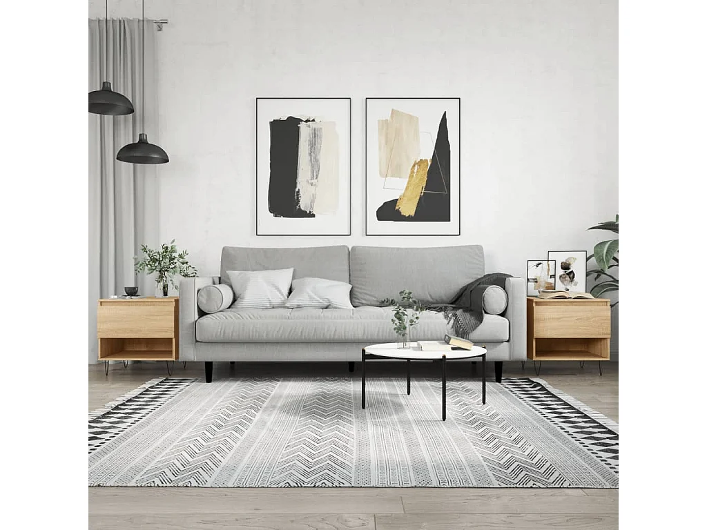 Tavolini Salotto 2PZ | Tavolini da caffè | Tavoli bassi Rovere Sonoma 50x46x50cm Legno Multistrato