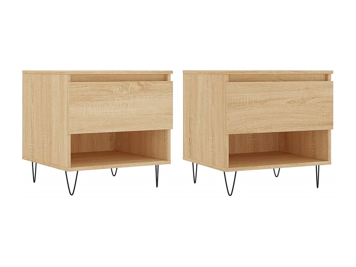 Tavolini Salotto 2PZ | Tavolini da caffè | Tavoli bassi Rovere Sonoma 50x46x50cm Legno Multistrato