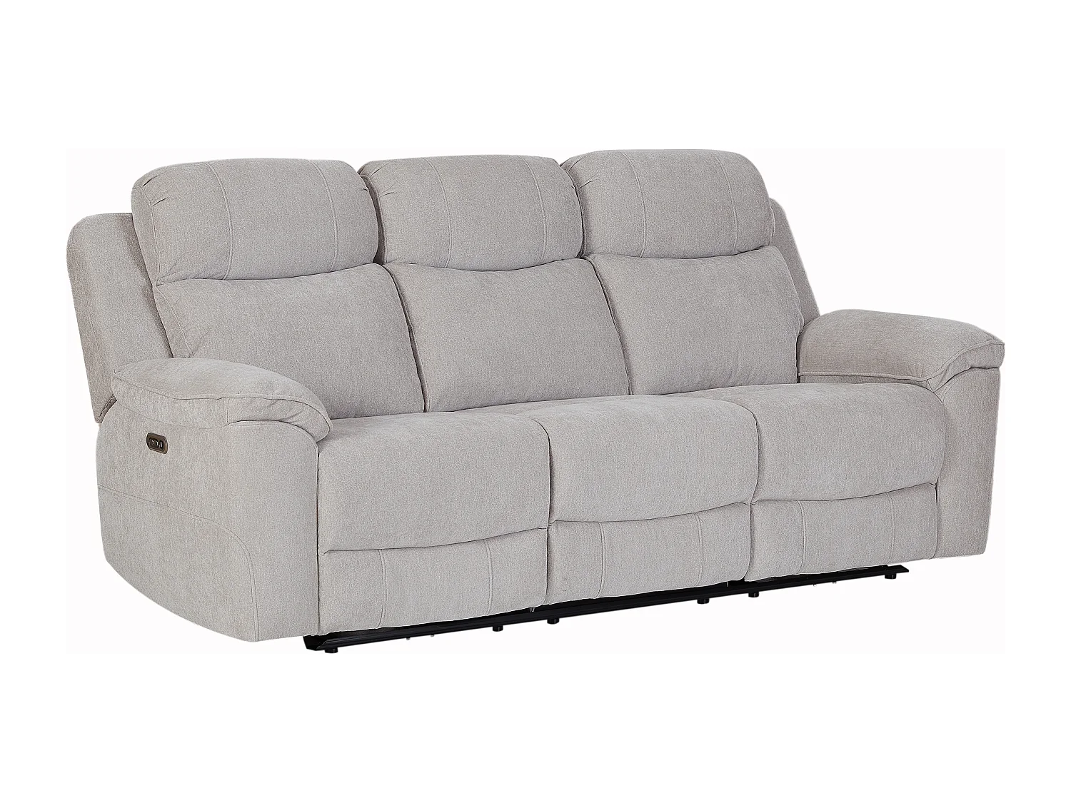Canapé 3 places relax électrique en tissu chenille gris clair TIJUBI