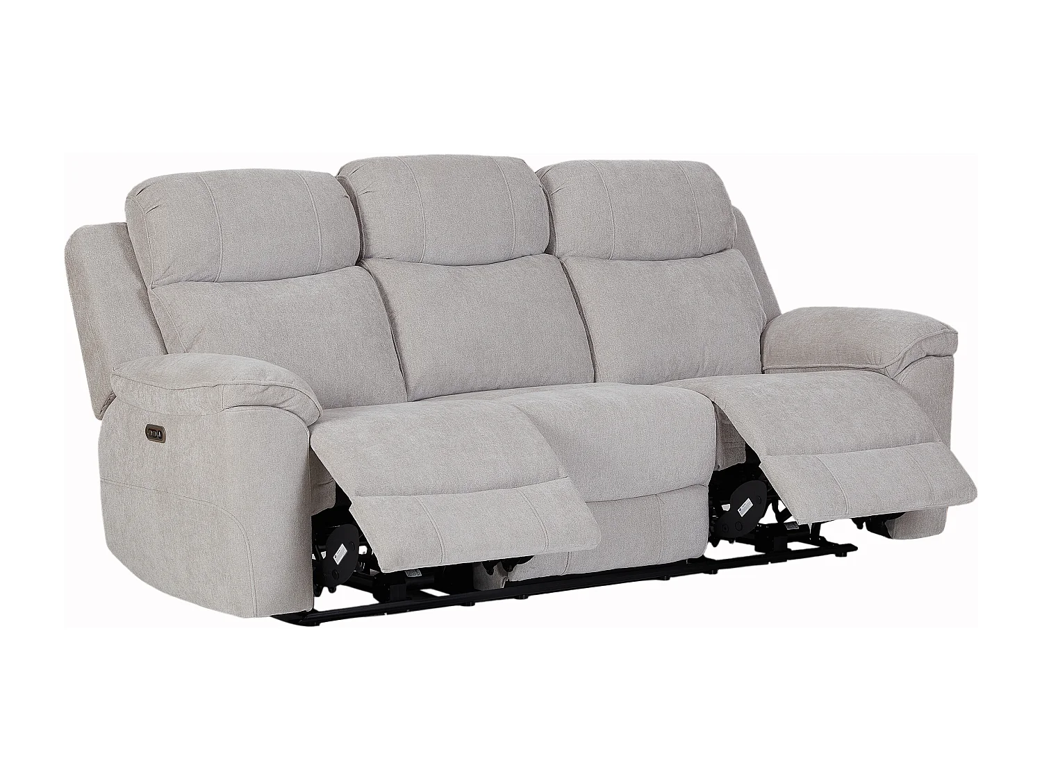 Canapé 3 places relax électrique en tissu chenille gris clair TIJUBI