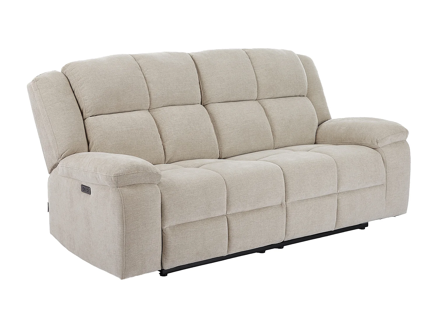 Canapé 3 places relax électrique en tissu beige LITUPO